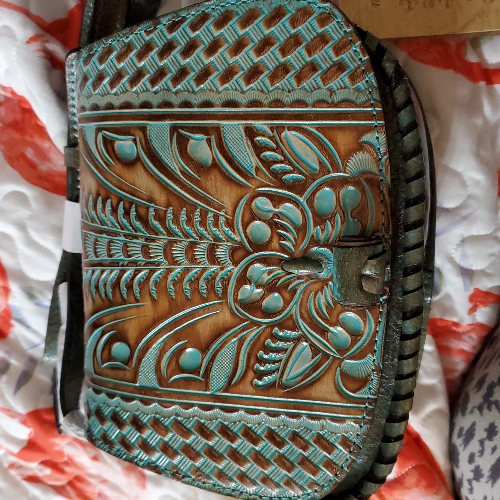 -Patricia Nash-Light Tooled Turquoise-Finch Crossbody